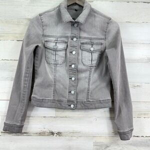 KUT from the Kloth Amelia Gray Denim Jean Jacket Button Front Trucker Style Sz S